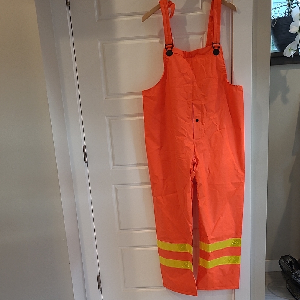Hi Vis Poly Vinyl Over Alls. Size M